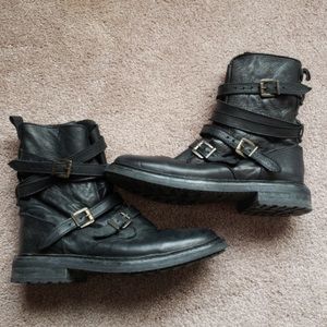 Topshop Moto Black Leather Boots